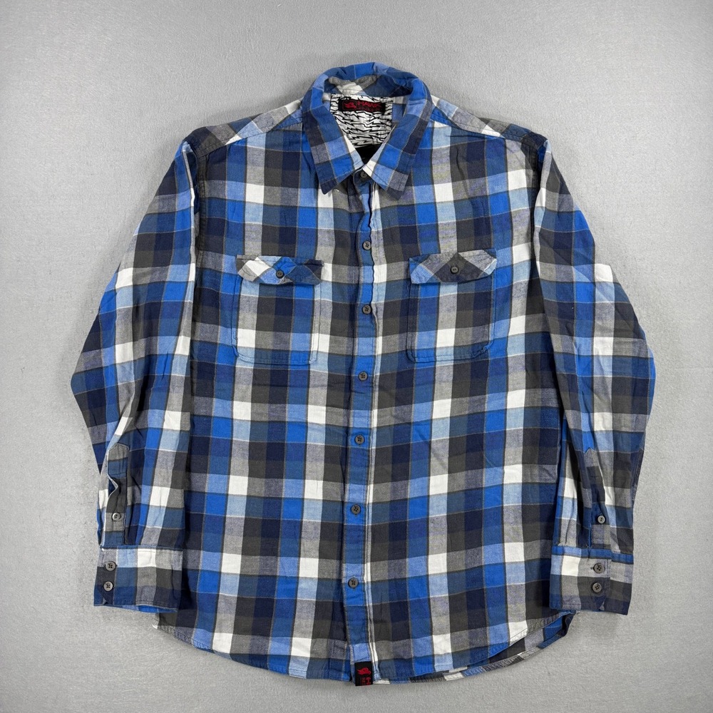 Tony Hawk Flannel Shirt Mens Large Blue Plaid Long Sleeve Button Down Skater